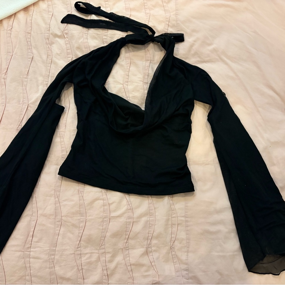 Edikted Black Halter Crop Top